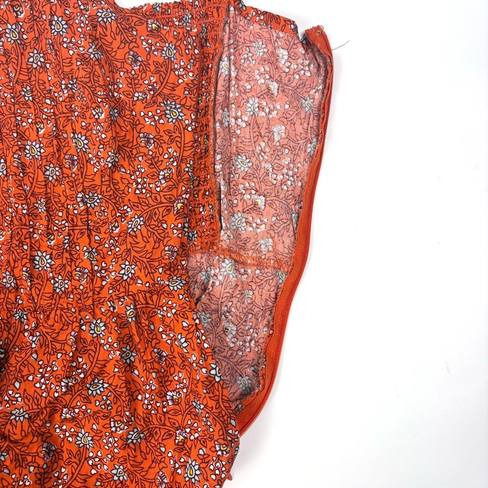 Old Navy Floral‎ Cami Mini Sun Dress Womens Sz M Orange Cottage Boho Pintuck - Picture 16 of 16